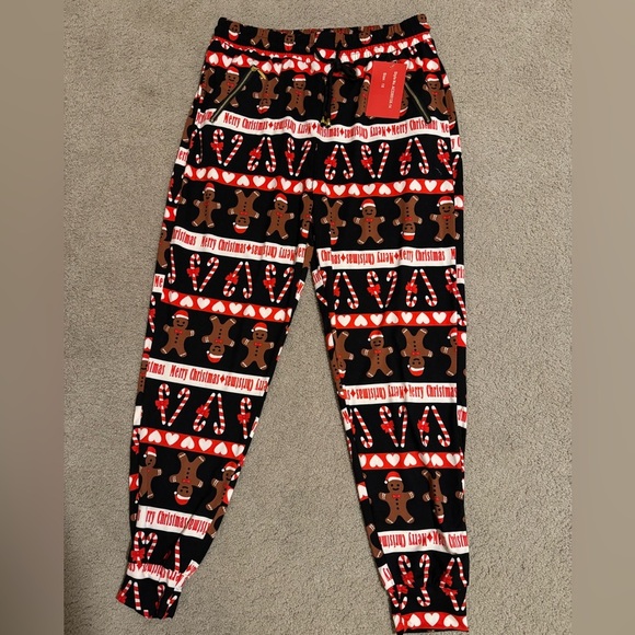 Gingerbread man Pajama Pants Multicolor 1X - Picture 1 of 5